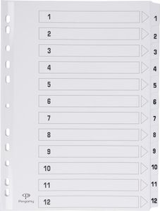 Pergamy tabbladen met indexblad, ft A4, 11-gaatsperforatie, karton, set 1-12