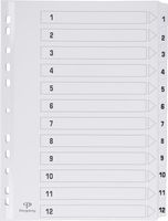 Pergamy tabbladen met indexblad, ft A4, 11-gaatsperforatie, karton, set 1-12