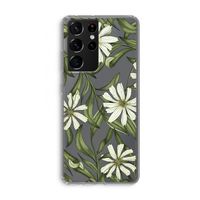 Wit bloemenpatroon: Samsung Galaxy S21 Ultra Transparant Hoesje