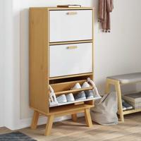 VidaXL Schoenenkast olden 55x35x120 cm grenenhout wit en bruin