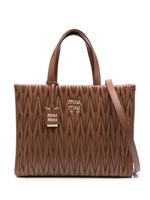 Miu Miu sac cabas à design matelassé - Marron