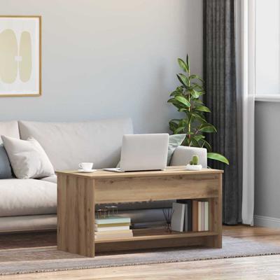 Salontafel met plank artisanaal eikenkleurig 102 x 50 x 52.5 cm