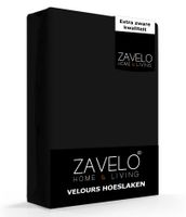 Zavelo Hoeslaken Velours Zwart - Fluweel Zacht - 30 cm Hoekhoogte - Rondom Elastiek - Velvet -Lits-jumeaux (160/180x200/220 cm) - thumbnail