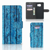 Samsung Galaxy S7 Edge Book Style Case Wood Blue