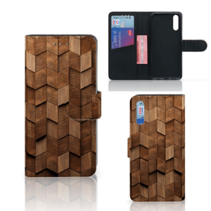 Book Style Case voor Huawei P20 Wooden Cubes