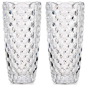 Set van 2x stuks bloemenvazen bubbels relief 8 x 19,5 cm van glas