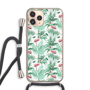 Flamingo bladeren: iPhone 11 Pro Transparant Hoesje met koord