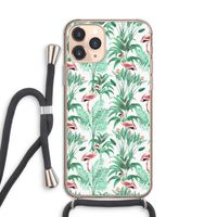 Flamingo bladeren: iPhone 11 Pro Transparant Hoesje met koord
