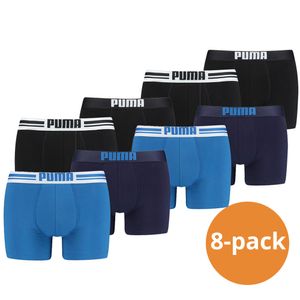 Puma Boxershorts Placed Logo 8-pack Blauw/Zwart-XL