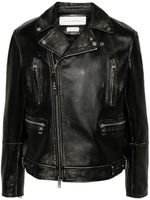 Alexander McQueen veste de moto zippée en cuir - Noir - thumbnail