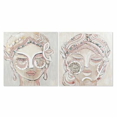 Schilderij DKD Home Decor Gezicht Koloniaal (90 x 3,7 x 90 cm) (2 Stuks)