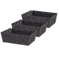 Set van 5x stuks kast/badkamer opbergmandjes zwart 24 x 20 x 8 cm