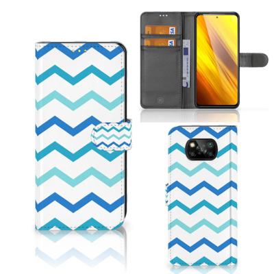 Xiaomi Poco X3 | Poco X3 Pro | Telefoon Hoesje | Zigzag Blauw | Portemonnee hoesje