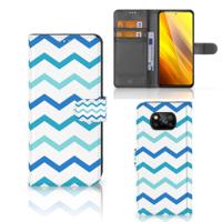 Xiaomi Poco X3 | Poco X3 Pro | Telefoon Hoesje | Zigzag Blauw | Portemonnee hoesje