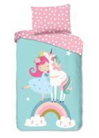 Good Morning Kinderdekbedovertrek "eenhoorn met regenboog" - Multi - (140x200 cm) - Katoen