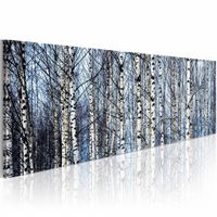Schilderij - Witte Berken, Blauw/Wit , wanddecoratie , premium print op canvas - thumbnail