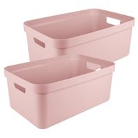 Sunware opbergbox Sigma Home - 2x - kunststof - 45 liter - lichtroze - opberg dozen/bakken Sunware opbergbox Sigma Home - 2x - kunststof - 45 liter - lichtroze - opberg dozen/bakken