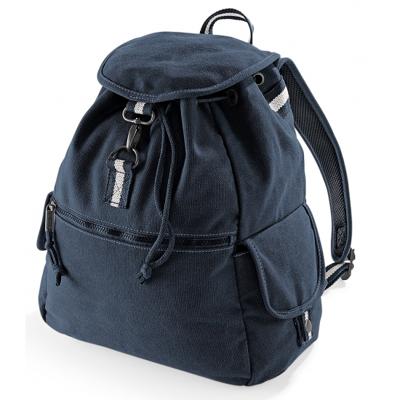 Quadra Vintage Canvas Rugzak - Blauw - 18 liter - 36 x 30 x 16 cm - Schooltas - rugtas