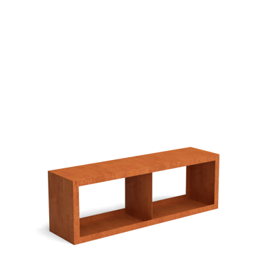 Egura cortenstaal houtopslag onderverdeling 2 vakken 1500x385x500 mm - Geroba