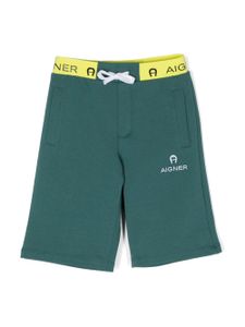 Aigner Kids short en coton à logo brodé - Vert