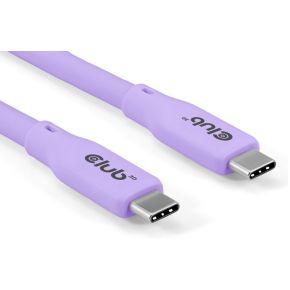 CLUB3D USB C oplaadkabel paars siliconen & tangle-free