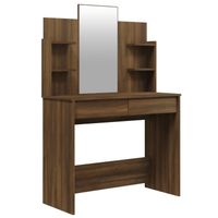 The Living Store Kaptafel Brown Oak 96x40x142cm - Bewerkt hout - Spiegel