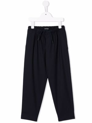 Emporio Armani Kids pantalon droit à lien de resserrage - Bleu