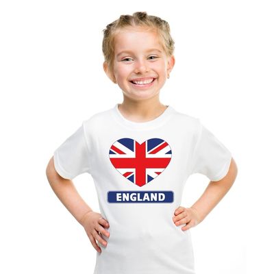 Engeland hart vlag t-shirt wit jongens en meisjes