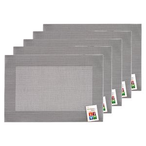 Placemats Hampton - 10x - zilver/grijs - PVC - 30 x 45 cm