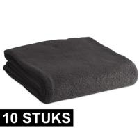 Fleece deken/plaid - 10x - zwart - 120 x 150 cm - Polyester fleece - 180 gram - lekker warm kleedje - thumbnail