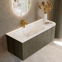 Badmeubel Mondiaz Kurve-Dlux | 115 cm cm | Meubelkleur Shadow | Wastafelkleur Frappe | Solid surface | Wasbak links zijde spoelbak | 1 kraangat