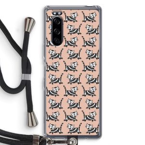 Zwarte poes: Sony Xperia 5 Transparant Hoesje met koord