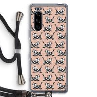 Zwarte poes: Sony Xperia 5 Transparant Hoesje met koord