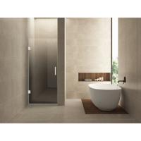 Wiesbaden Less Nisdeur Links - 700x2000x8mm - Nano - Spiegelrook naar Helder Glas - Mat Wit