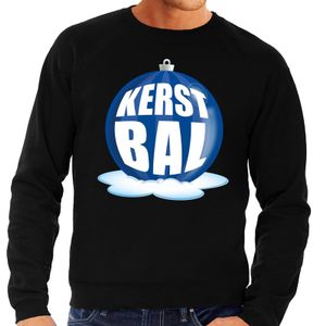 Foute kersttrui kerstbal blauw op zwarte sweater voor heren