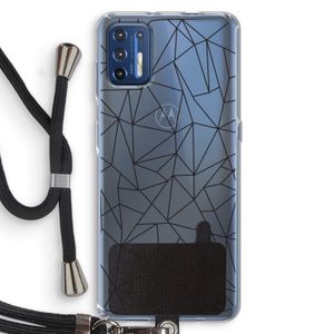 Geometrische lijnen zwart: Motorola Moto G9 Plus Transparant Hoesje met koord