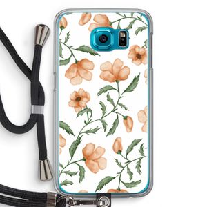 Peachy flowers: Samsung Galaxy S6 Transparant Hoesje met koord