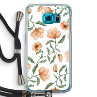 Peachy flowers: Samsung Galaxy S6 Transparant Hoesje met koord