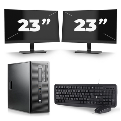 HP ProDesk 600 G1 Tower - Intel Core i3-4e Generatie - 8GB RAM - 256GB SSD - Windows 10 + 2x 23 inch Monitor