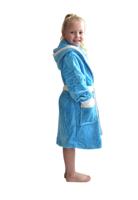 Badjas kids aqua / kinderbadjas met capuchon - S (5-6 jaar)