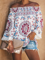 Printed Casual Off Shoulder Top