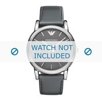 Armani horlogeband AR1730 Leder Grijs 20mm + grijs stiksel - thumbnail