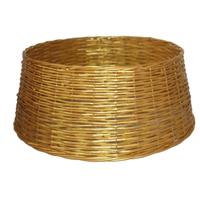 Kerstboomrok/kerstboommand - goud - gevlochten wilg - D50 cm en H24 cm - voor kerstboom van 210 cm