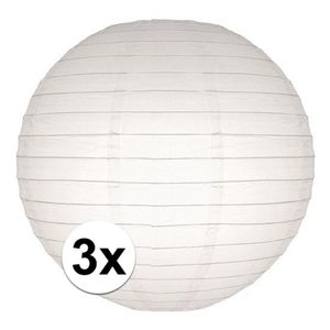 3x stuks Luxe bol lampionnen wit 25 cm