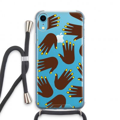 Hands dark: iPhone XR Transparant Hoesje met koord