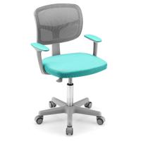 Kinderbureaustoel 360° Draaibaar Jeugdstoel 80-91,5 cm in Hoogte Verstelbaar Computerstoel voor Kinderen 3-10 Jaar Oud (Turquoise)