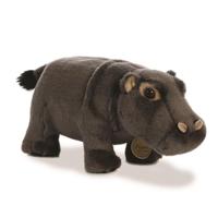 Aurora pluche dieren knuffels nijlpaard - grijs - 27 cm - Nijlpaarden knuffels