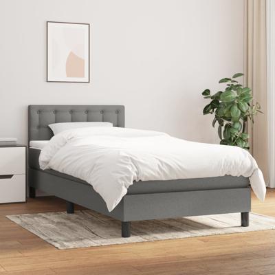 Boxspring met matras stof donkergrijs 100x200 cm