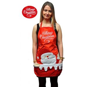 Kerstkleding schort Merry Christmas One size  -