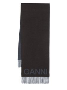 GANNI cape à logo en intarsia - Marron